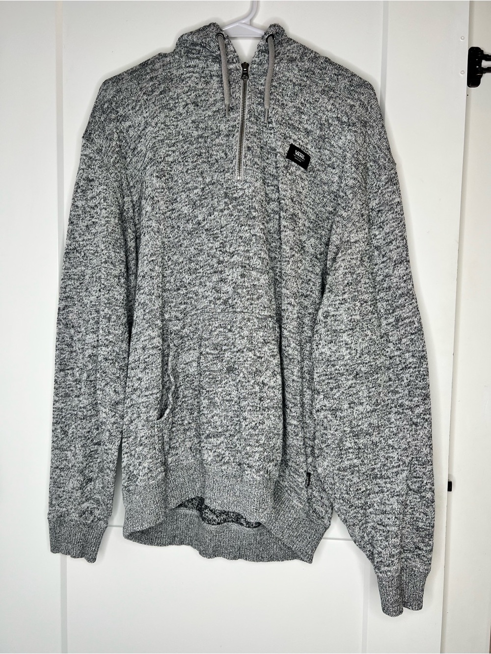 Vans Men’s Gray Marled Quarter-Zip Hoodie Sweater